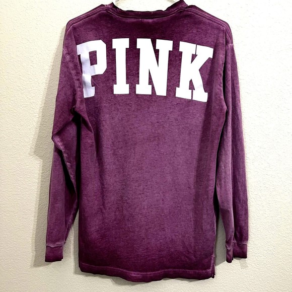 Pink Victoria's Secret Womens Shirt Size XS PINK Spellout on back Long Sleeve - Picture 2 of 7